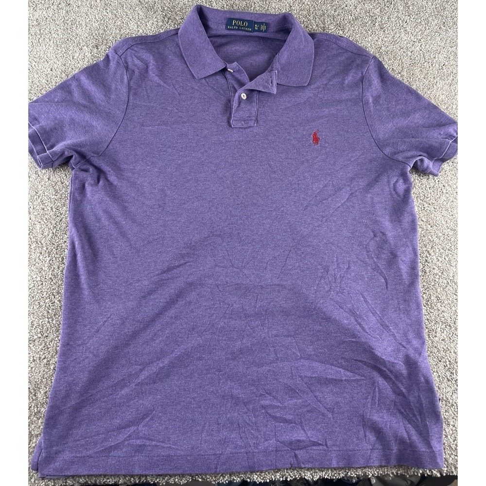 Polo Ralph Lauren Solid Purple Soft Cotton Polo Shirt Red Pony Mens XL Preppy - Picture 3 of 8